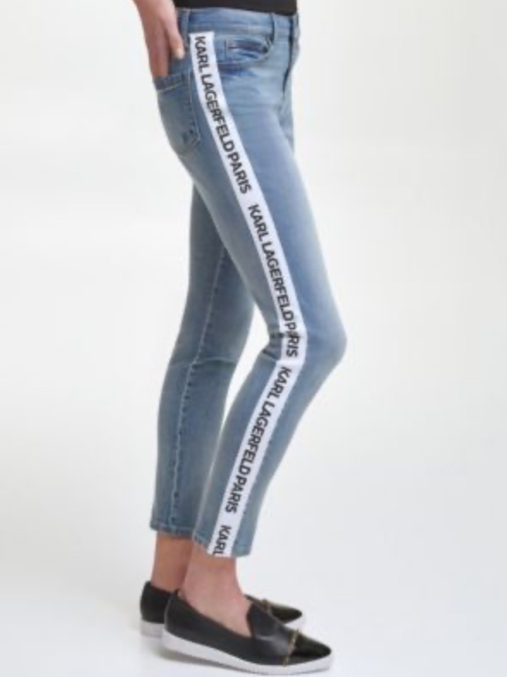 Karl Lagerfeld  Paris Denim Jeans  skinny Trendy stretch ,Logo Side  size 4